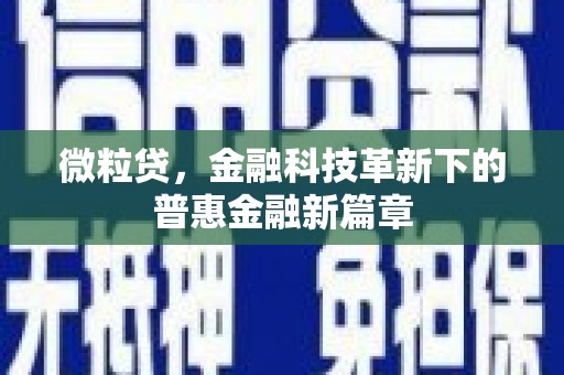 金湾微粒贷，金融科技革新下的普惠金融新篇章