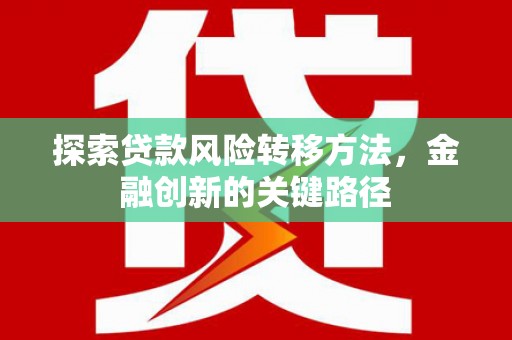 金湾探索贷款风险转移方法，金融创新的关键路径