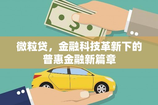 金湾微粒贷，金融科技革新下的普惠金融新篇章