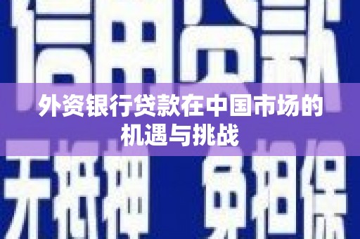 金湾外资银行贷款在中国市场的机遇与挑战