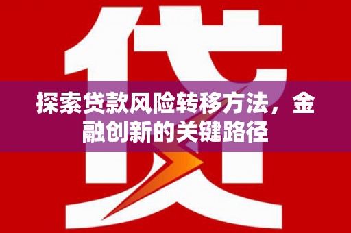 金湾探索贷款风险转移方法，金融创新的关键路径