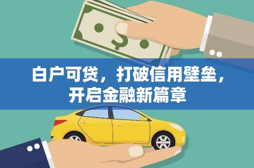 金湾白户可贷，打破信用壁垒，开启金融新篇章