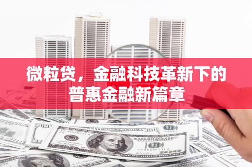 金湾微粒贷，金融科技革新下的普惠金融新篇章